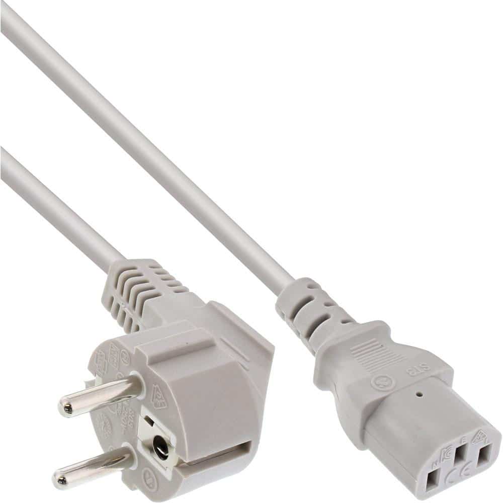 Сетевой кабель повышенной длины/цветной, защитный контакт под углом к вилке IEC C13