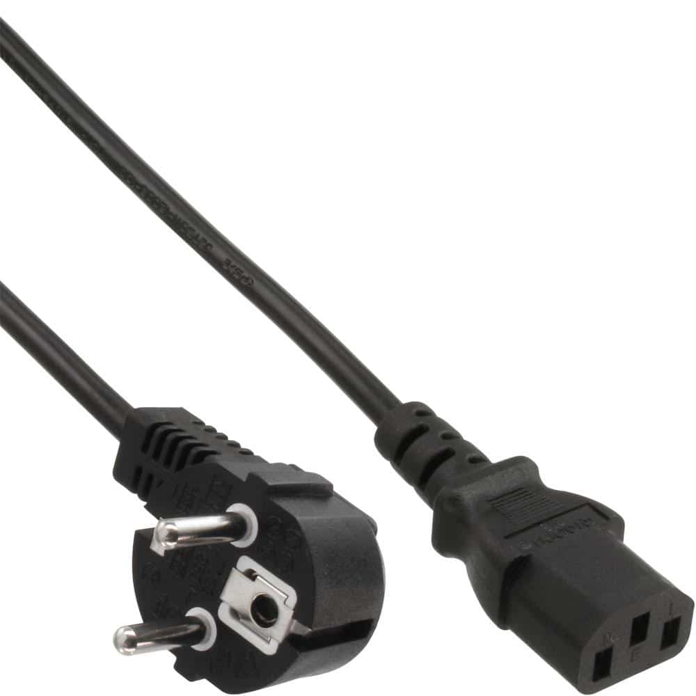 Сетевой кабель повышенной длины/цветной, защитный контакт под углом к вилке IEC C13