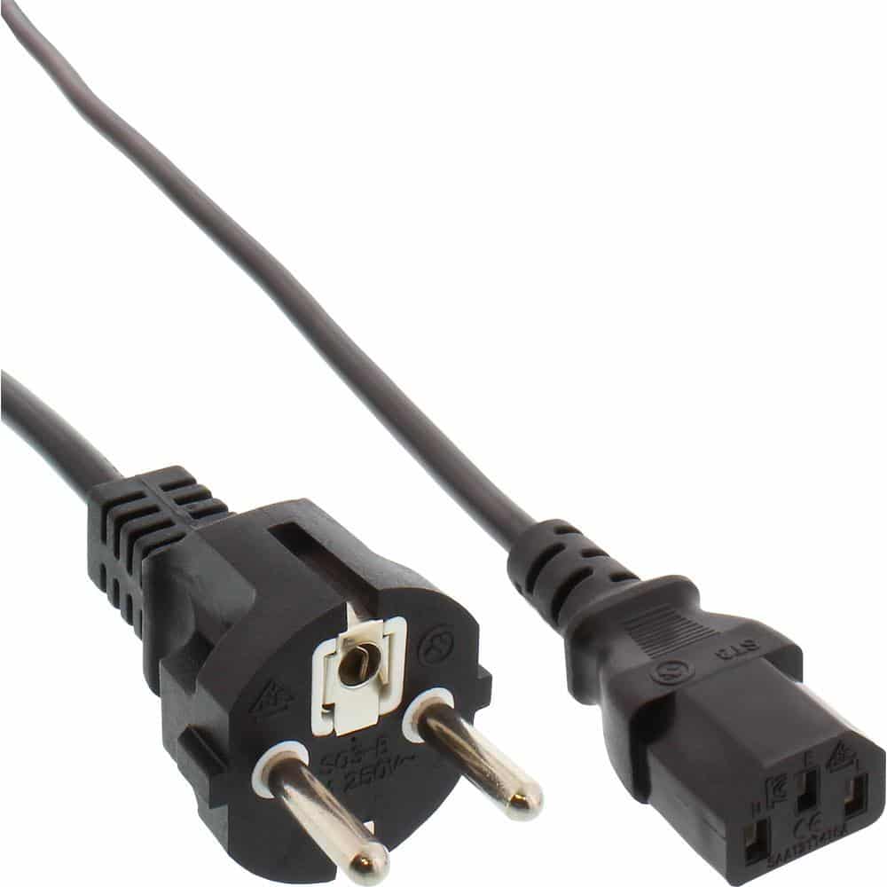 Сетевой кабель повышенной длины/цветной, защитный контакт прямо к вилке IEC C13