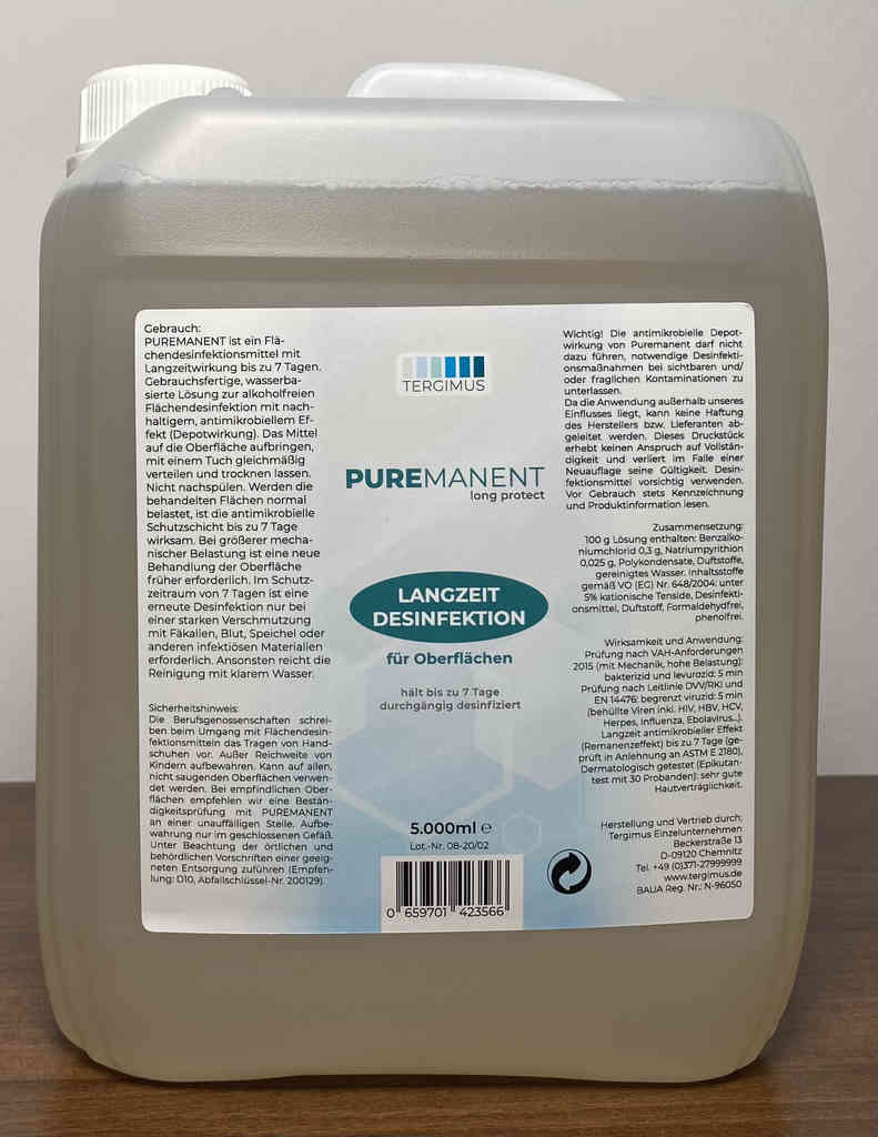 TERGIMUS Puremanent Long Protect средство для дезинфекции поверхностей длительного действия